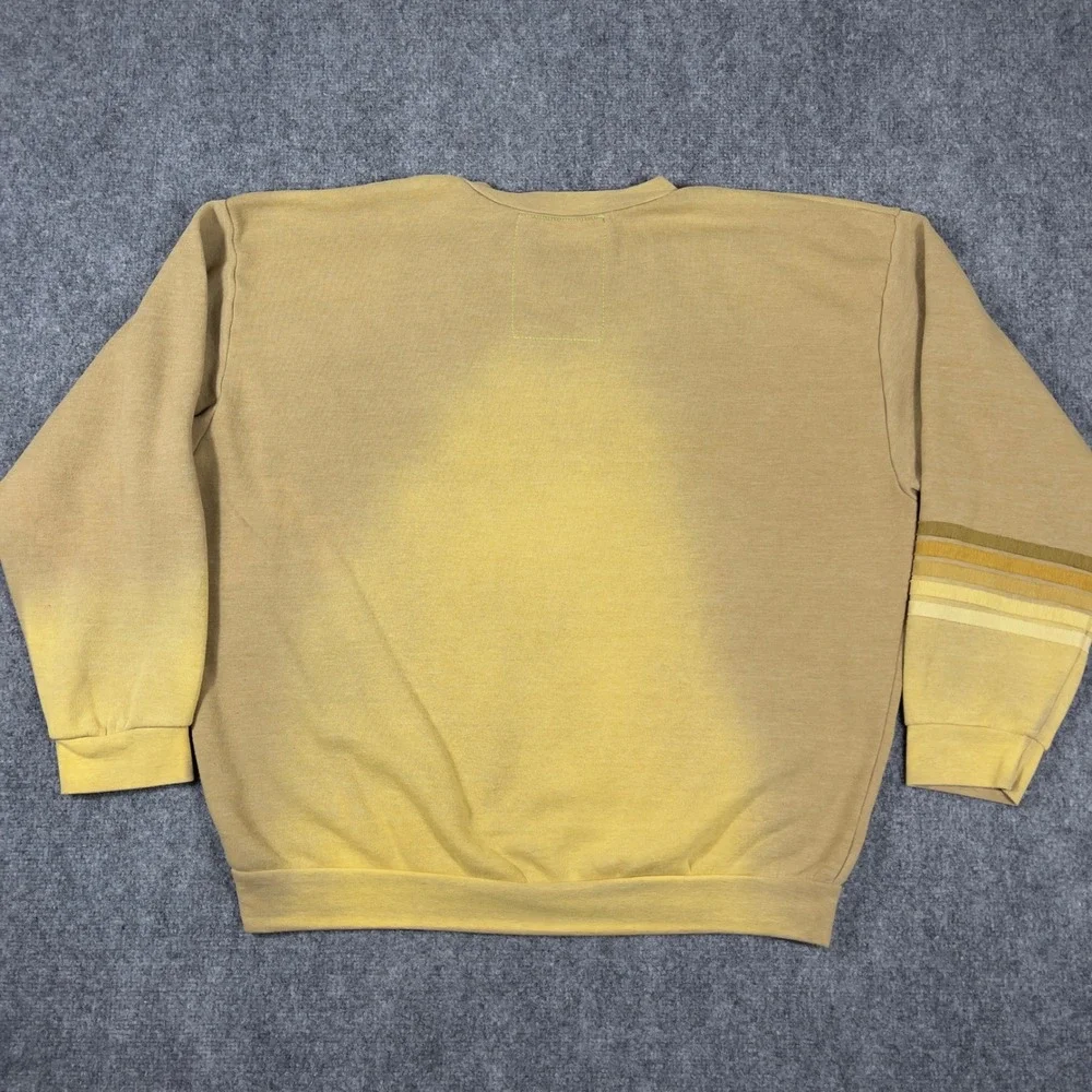 Aviator Nation Sweatshirt Mens Large Tan Sun Faded Rainbow Stripe Crewneck
